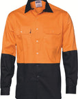 DNC HiVis Two Tone Cotton Drill Shirt, Long Sleeve (3832)