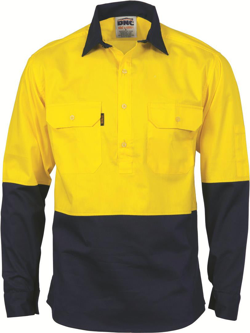 DNC HiVis Two Tone Cool-Breeze Cotton Shirt, Long Sleeve (3840)