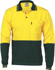 DNC HiVis Cool-Breeze Cotton Jersey L/S Polo Shirt with Under Arm Cotton Mesh (3846)