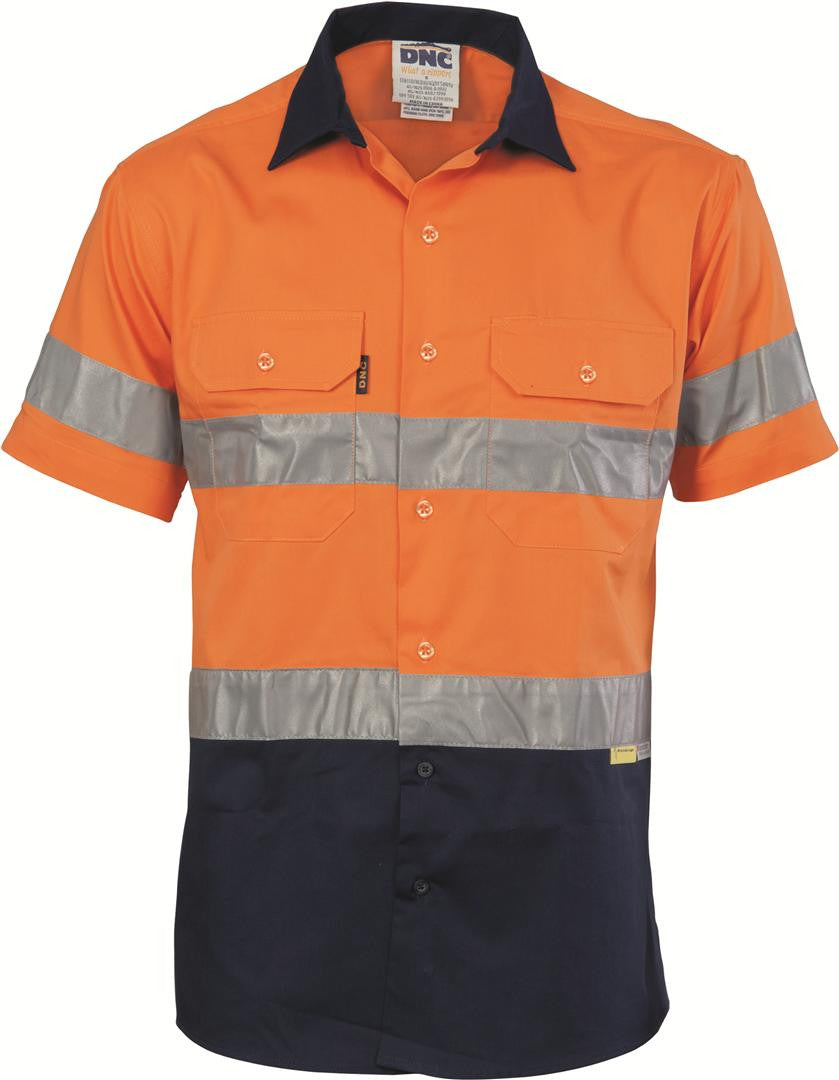 DNC HiVis Two Tone Cool-Breeze Cotton Shirt with 3M Reflective Tape, S/S (3887)