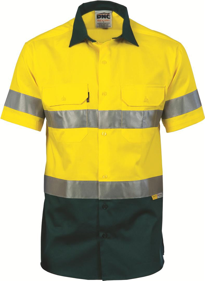 DNC HiVis Two Tone Cool-Breeze Cotton Shirt with 3M Reflective Tape, S/S (3887)