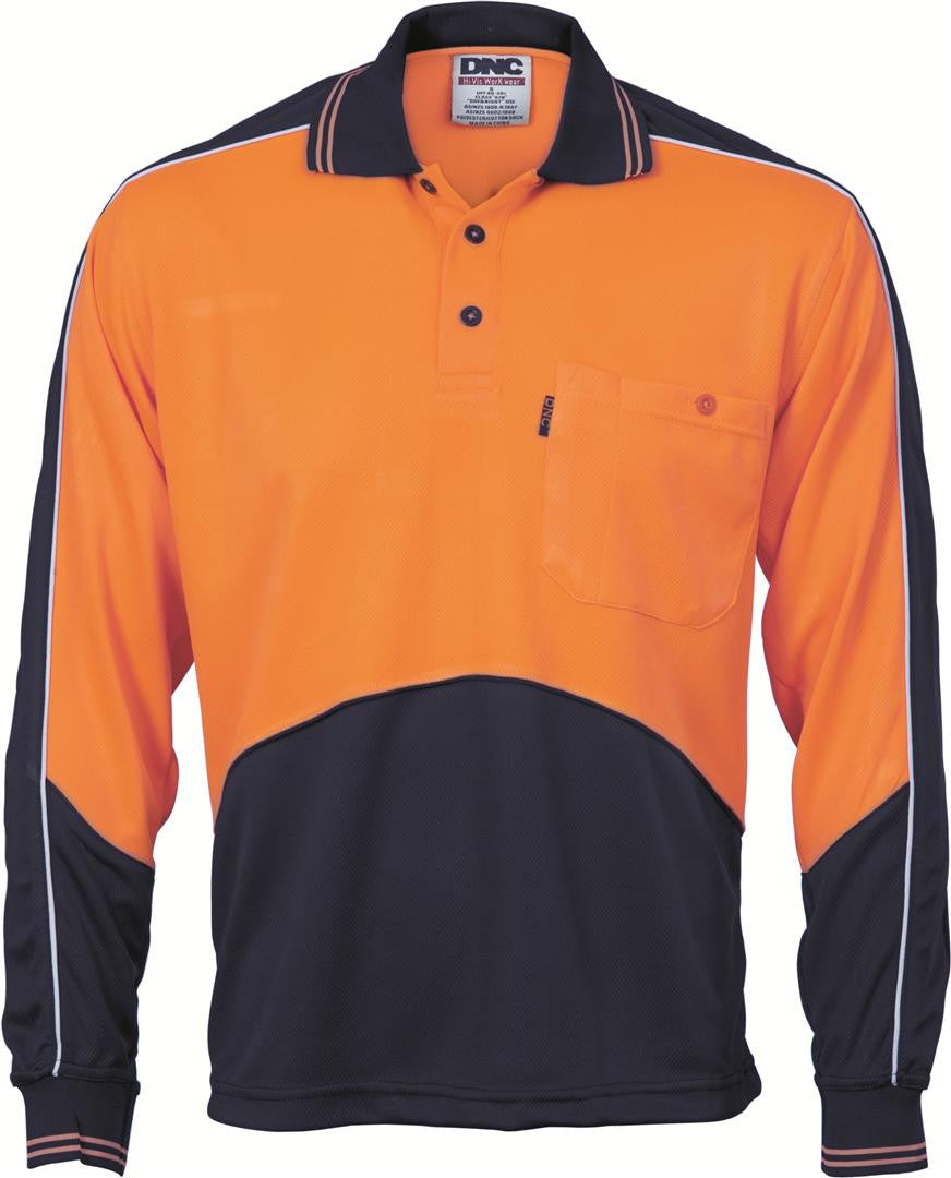 DNC HiVis Cool Breathe Panel Polo Shirt - Long Sleeve (3892)