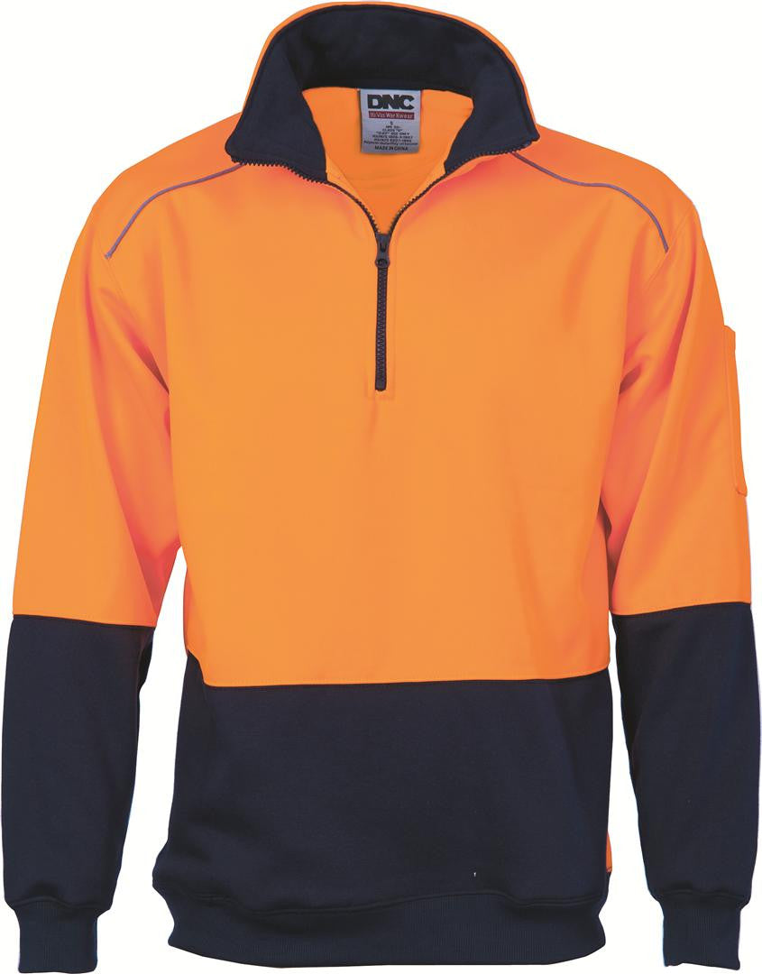 DNC HiVis Two Tone 1/2 Zip Reflective Piping Sweat Shirt (3928)