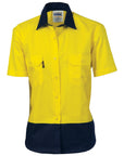 DNC Ladies HiVis Two Tone Cotton Drill Shirt - Short Sleeve-(3931)