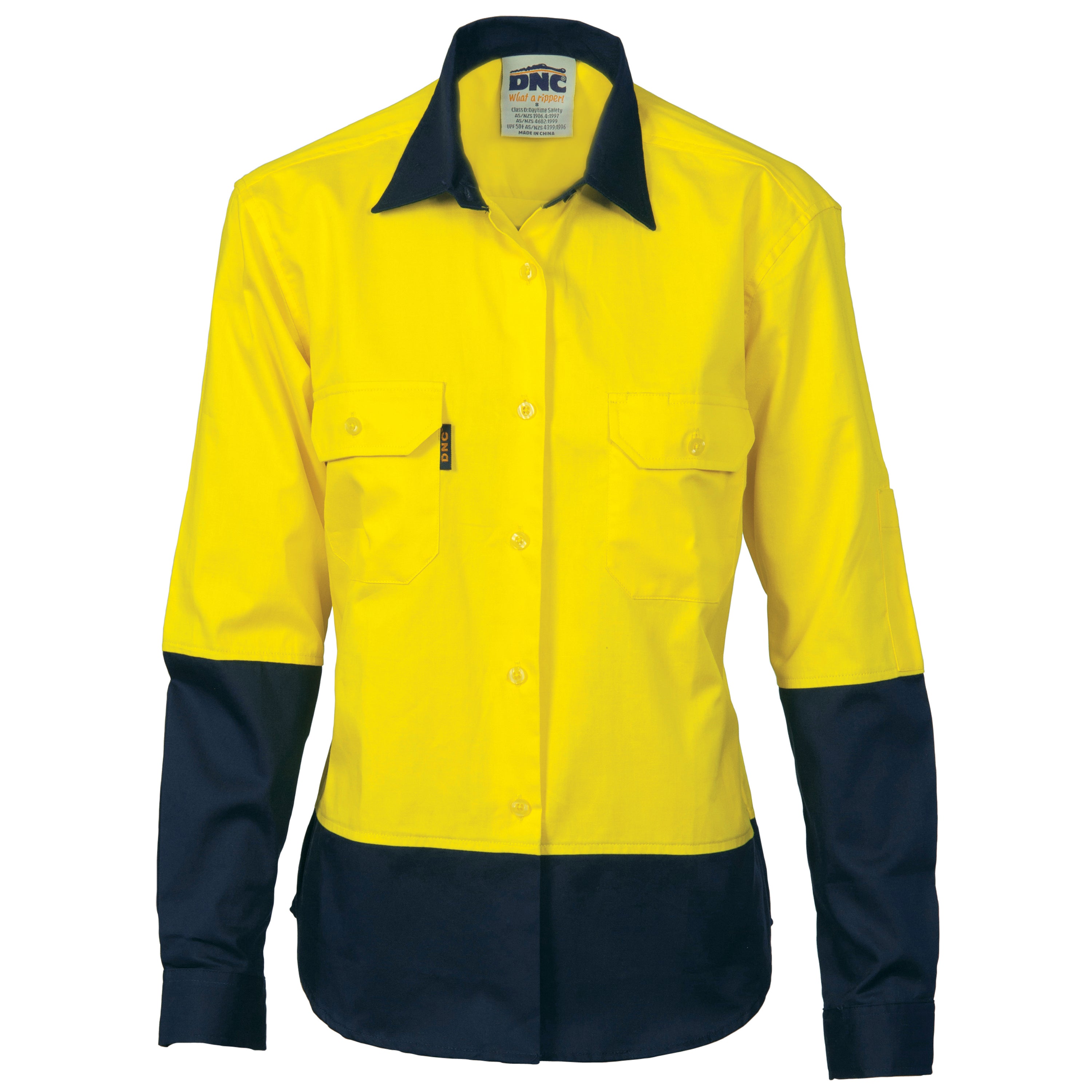 DNC Ladies HiVis Two Tone Cott on Drill Sh irt - Long Sleeve -(3932)