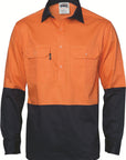 DNC Hivis 2 Tone Cool-breeze Close Front Cotton Shirt - Long Sleeve (3934)