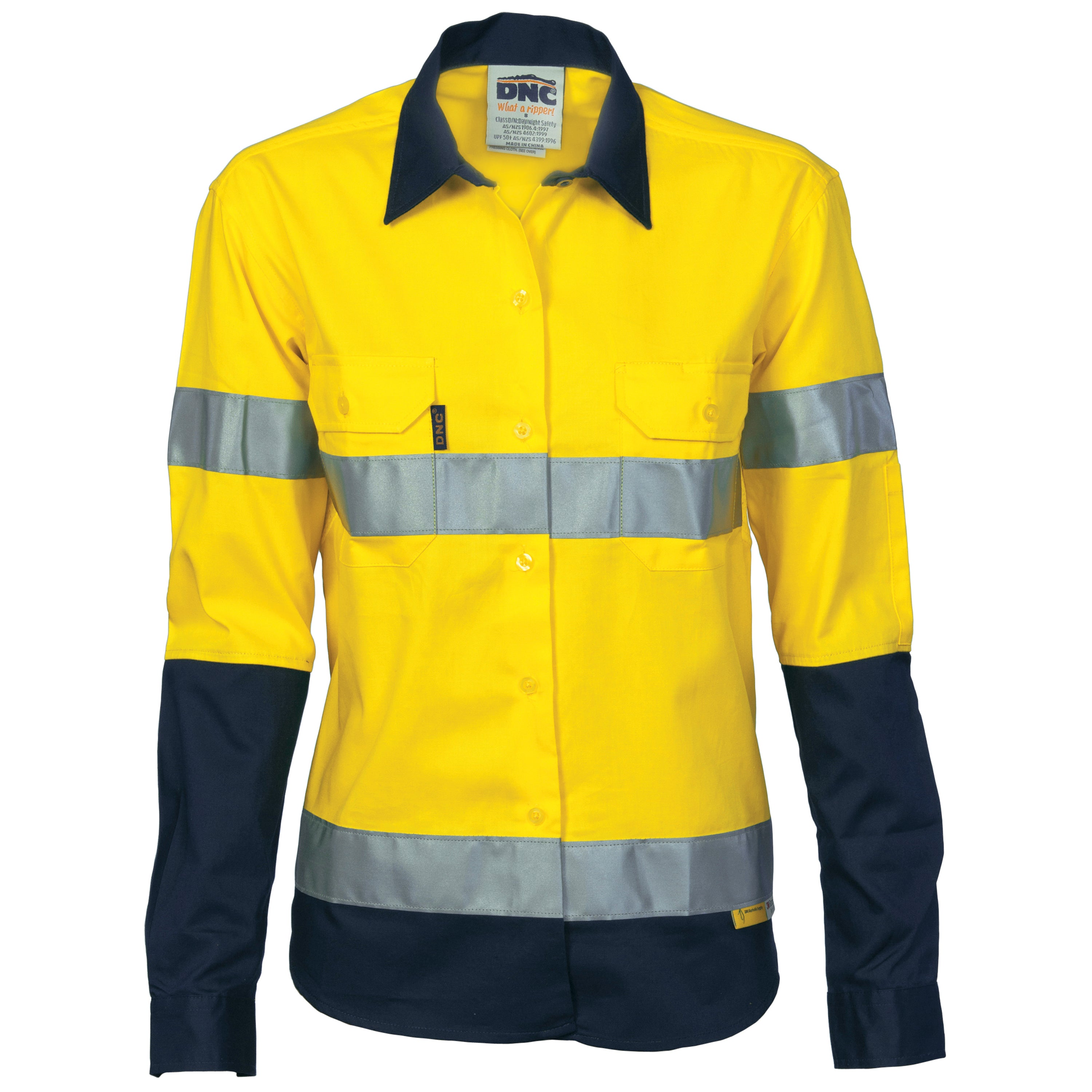 DNC Ladies HiVis Two Tone Drill Sh irt with 3M R/Tape - Long sleeve -(3936)