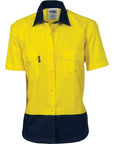DNC Ladies HiVis 2 Tone Cool-Breeze Cotton Shirt - Short Sleeve - (3939)
