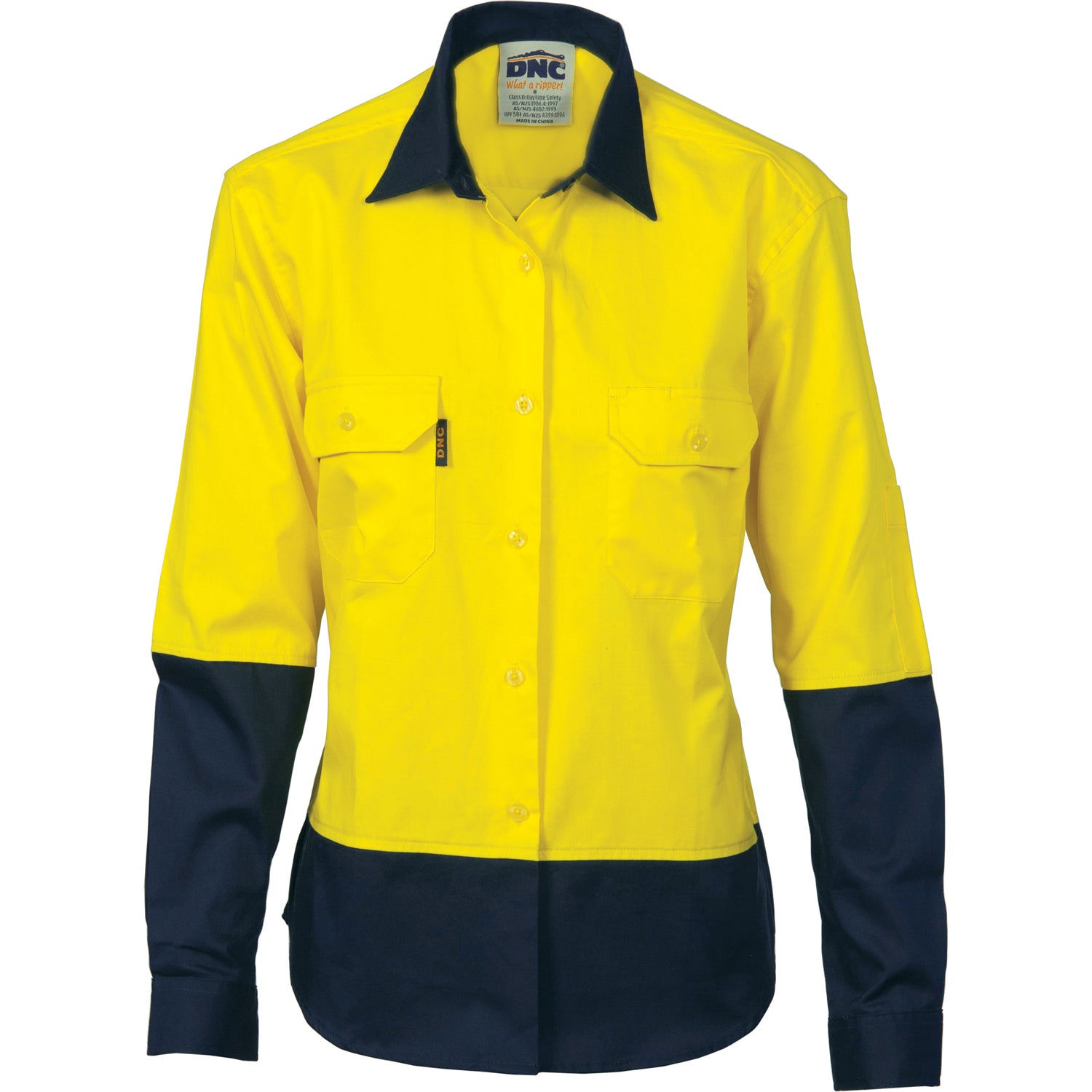 DNC Ladies HiVis 2 Tone Cool-Breeze Cott on Sh irt - Long Sleeve -(3940)