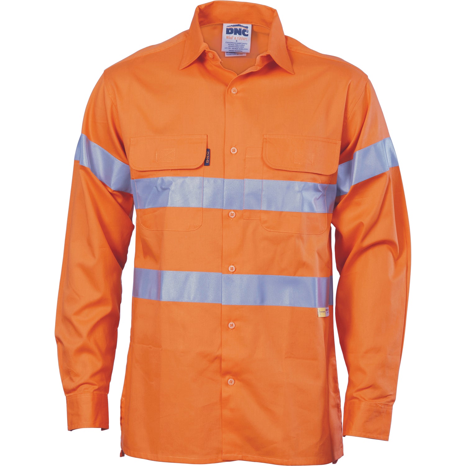 DNC HiVis Cool-Breeze Cotton Shirt with 3M 8906 R/Tape - Long sleeve -(3987)