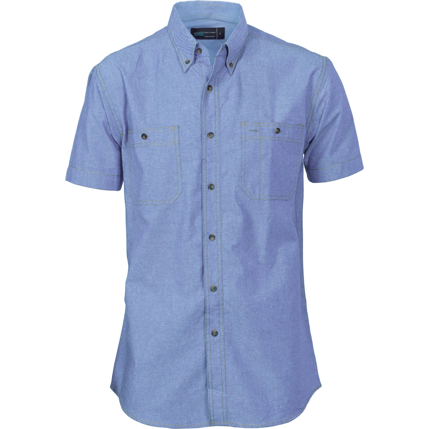 DNC Cotton Chambray Shirt , Twin Pocket - Short Sleeve- (4101)