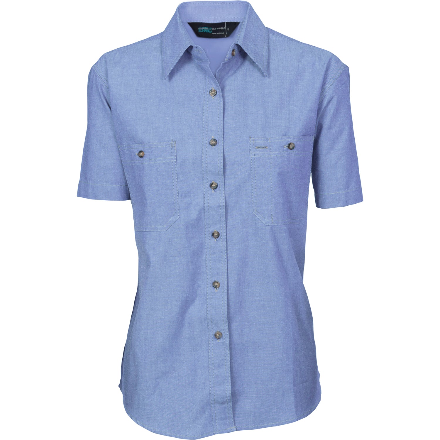 DNC Ladies Cotton Chambray Shirt - Short Sleeve -(4105)