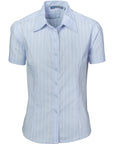 DNC Ladies Stretch Yarn Dyed Contrast S/S Stripe Shirt (4233)