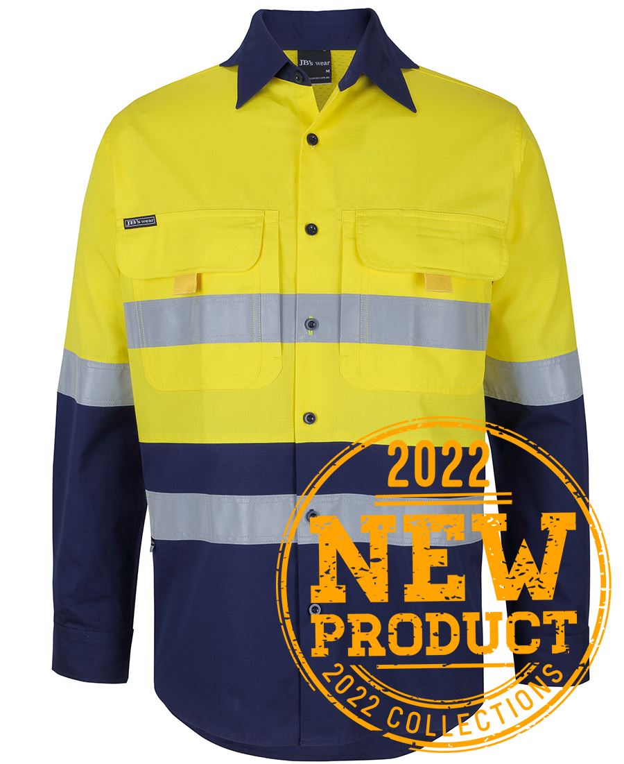 JB&#39;s Wear Hi Vis (D+N) Ripstop L/S Fishing Shirt (6DNRL)