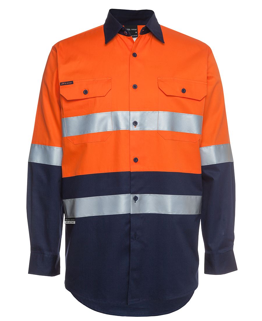 JB&#39;s Wear Hi Vis Long Sleeve (D+N) 150g Work Shirt - Adults (6DNWL)