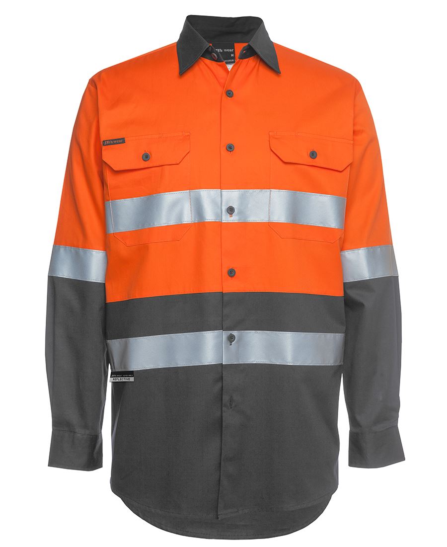 JB&#39;s Wear Hi Vis Long Sleeve (D+N) 150g Work Shirt - Adults (6DNWL)