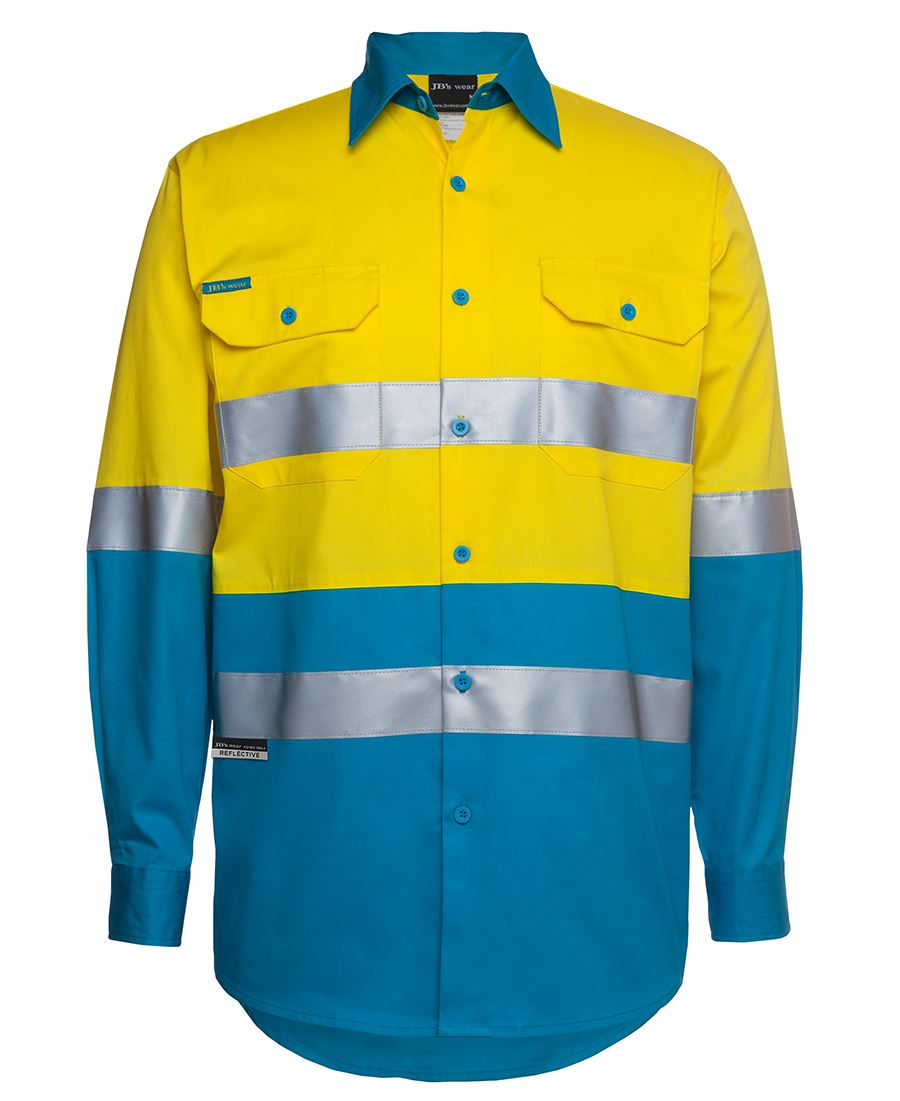 JB&#39;s Wear Hi Vis Long Sleeve (D+N) 150g Work Shirt - Adults (6DNWL)