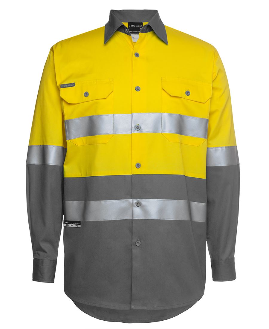 JB's Wear Hi Vis Long Sleeve (D+N) 150g Work Shirt - Adults (6DNWL)