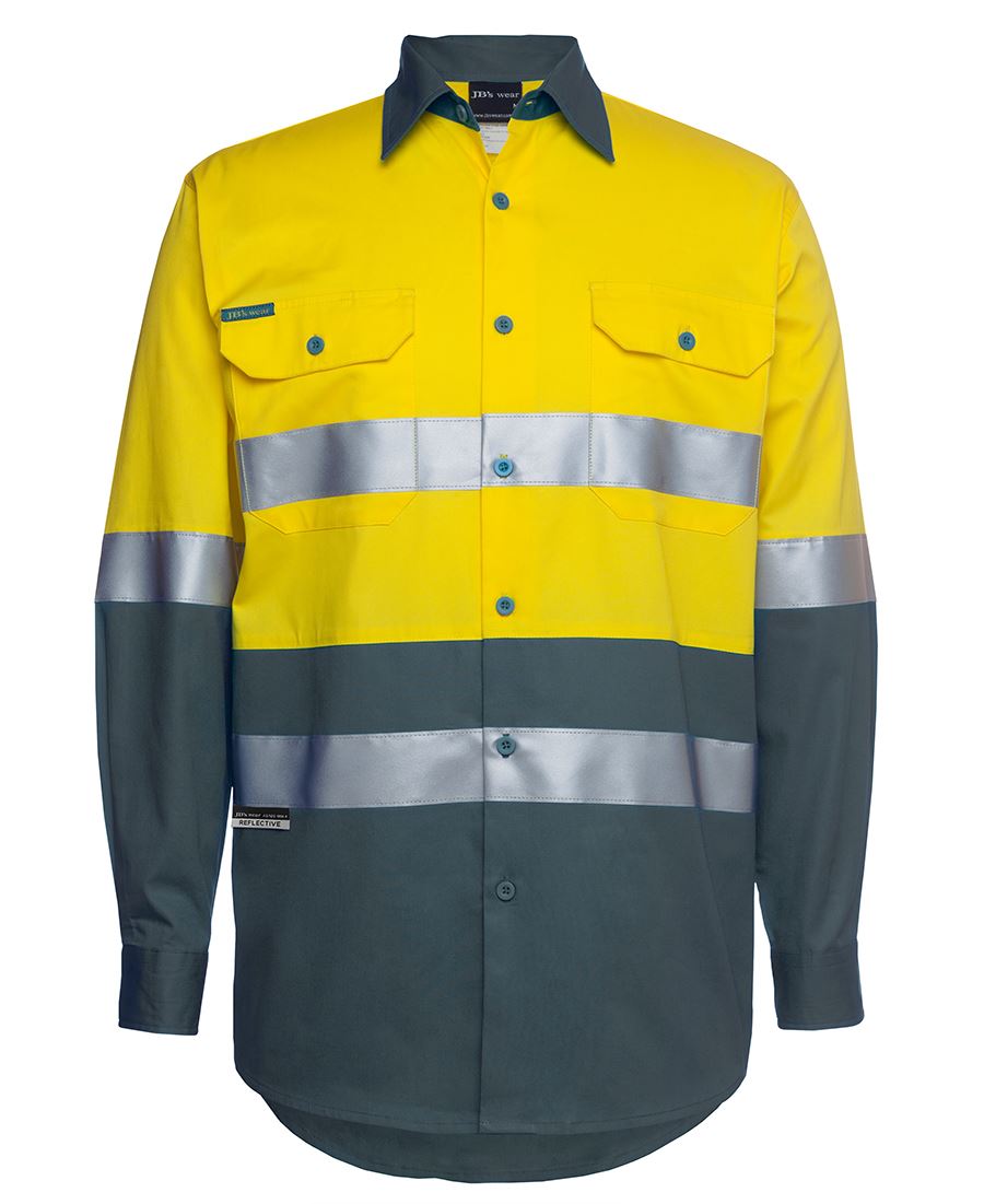 JB&#39;s Wear Hi Vis Long Sleeve (D+N) 150g Work Shirt - Adults (6DNWL)