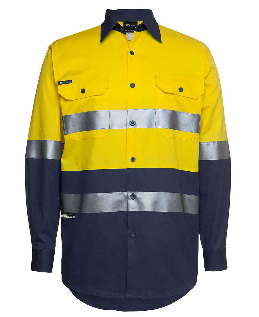 JB&#39;s Wear Hi Vis Long Sleeve (D+N) 150g Work Shirt - Adults (6DNWL)