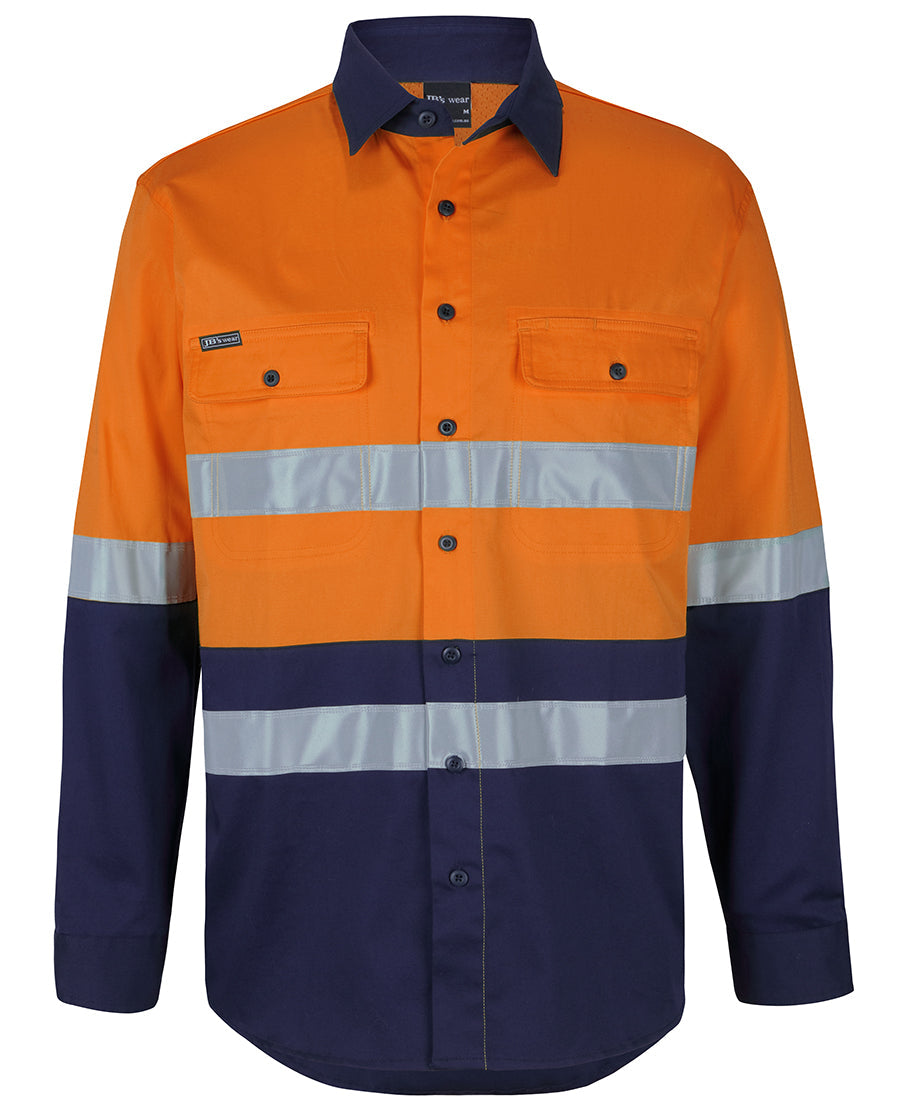 JB's Wear Hi Vis (D+N) L/S Stretch Work Shirt With Tape (6DSWL)