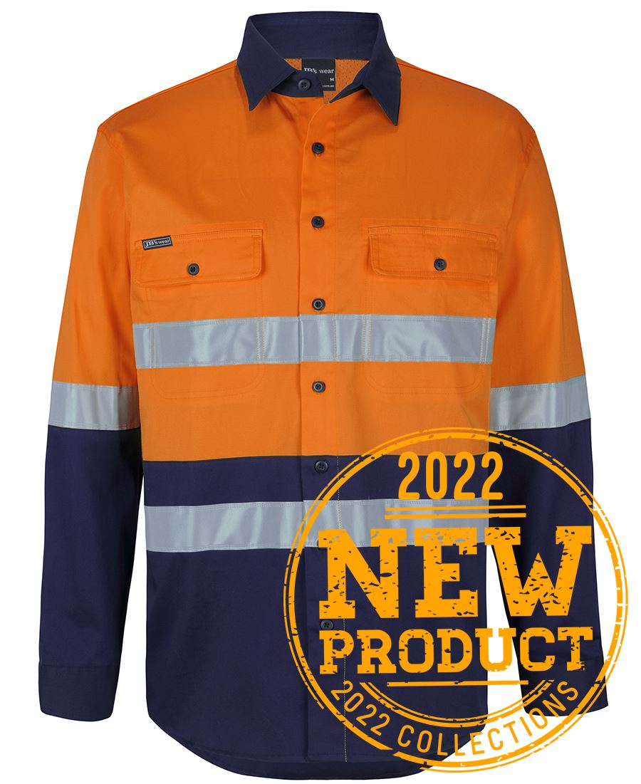 JB's Wear Hi Vis (D+N) L/S Stretch Work Shirt With Tape (6DSWL)