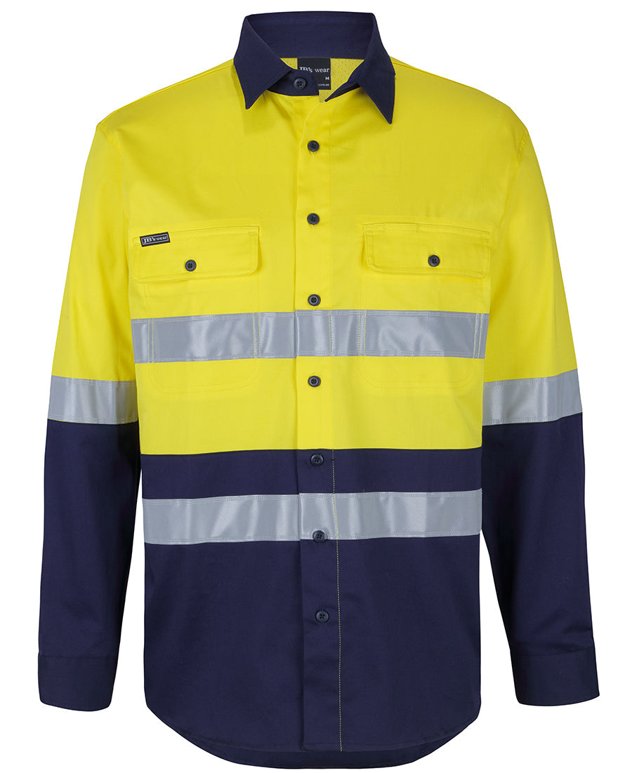 JB's Wear Hi Vis (D+N) L/S Stretch Work Shirt With Tape (6DSWL)