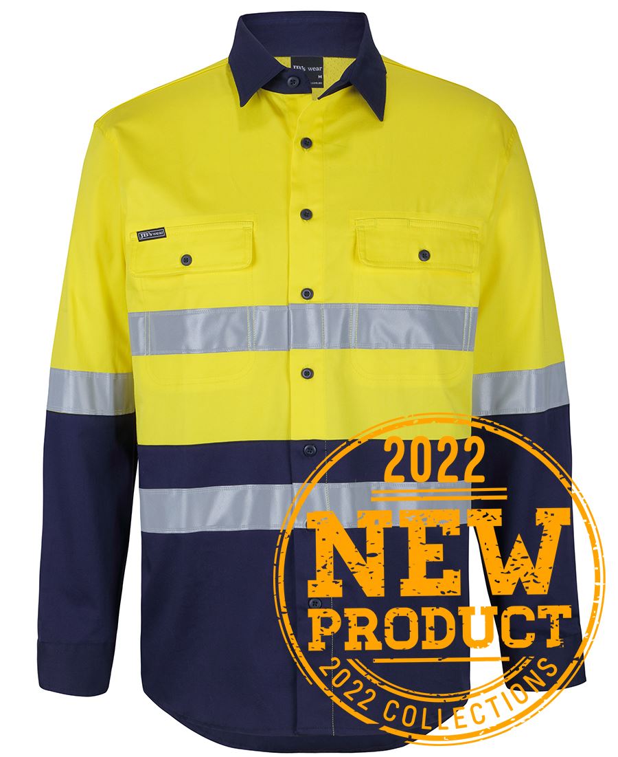 JB's Wear Hi Vis (D+N) L/S Stretch Work Shirt With Tape (6DSWL)