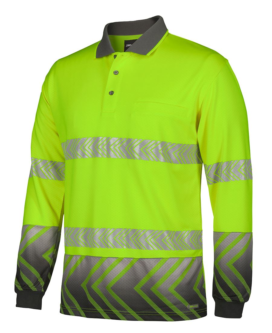 JB&#39;s Wear Hi Vis L/S Arrow Sub Polo With Segmented Tape (6HAL)