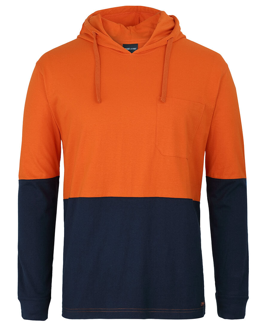 JB&#39;s Wear Hi Vis L/S Cotton Tee With Hood (6HCTL)