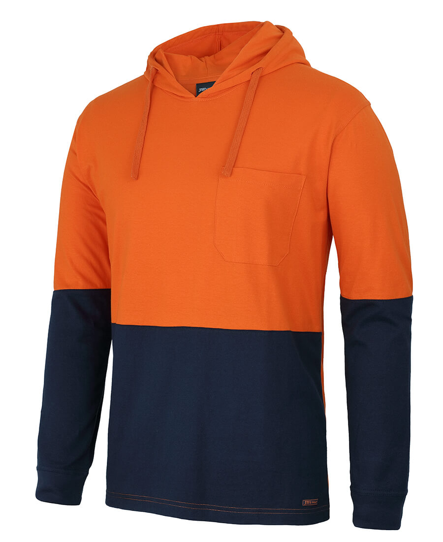 JB&#39;s Wear Hi Vis L/S Cotton Tee With Hood (6HCTL)