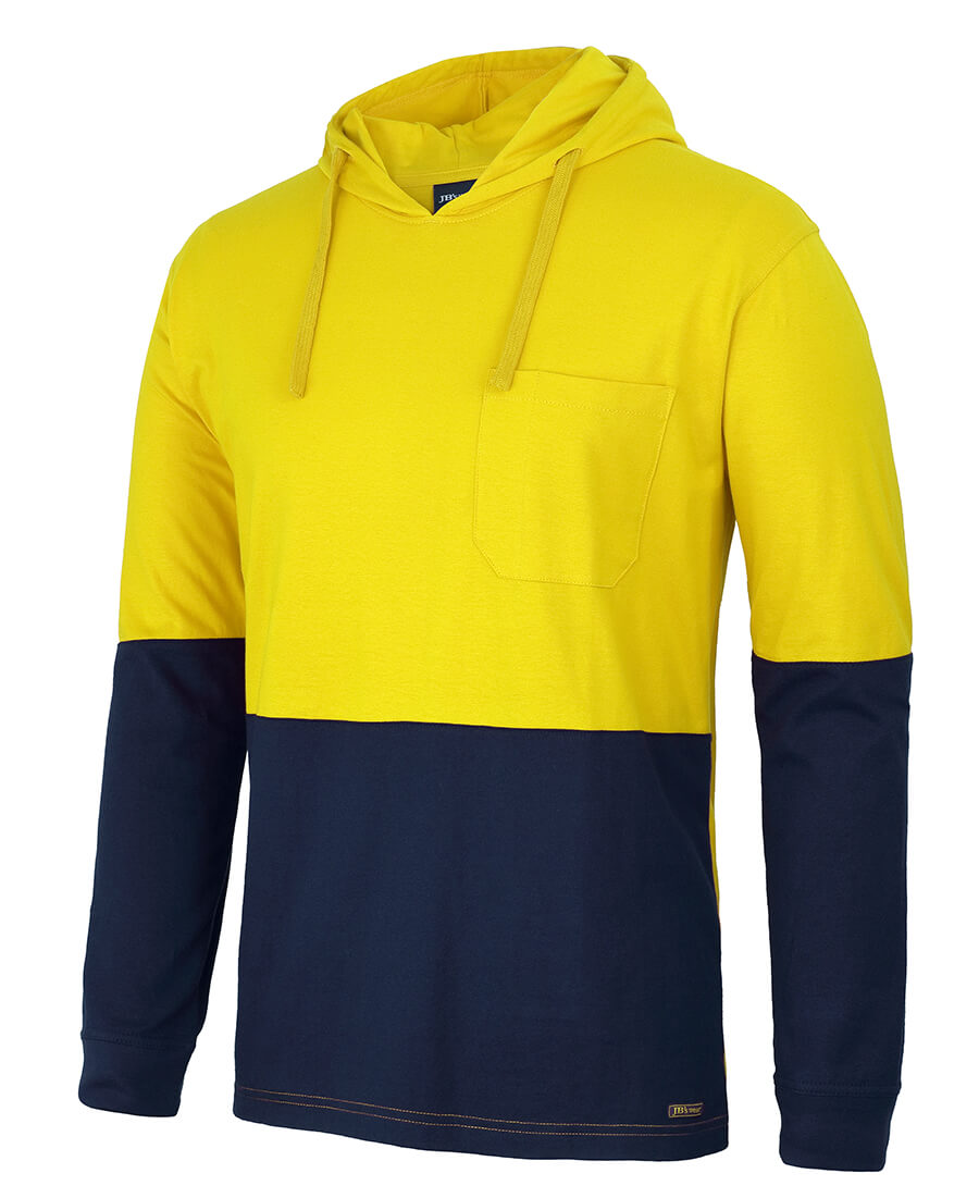 JB's Wear Hi Vis L/S Cotton Tee With Hood (6HCTL)