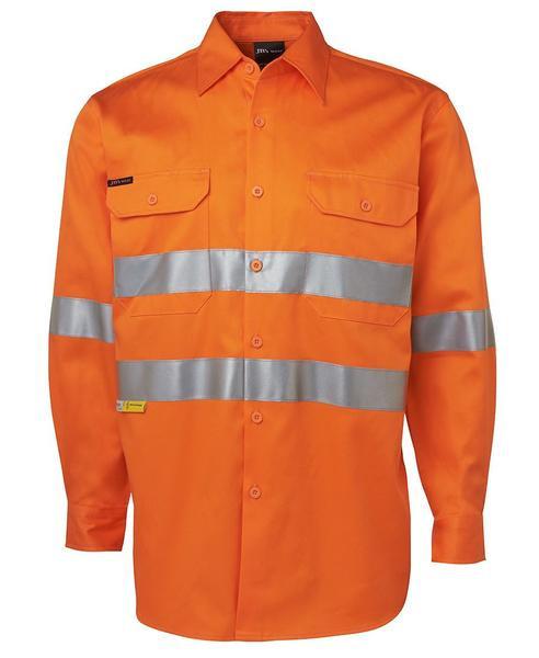 JB's Wear 6HDNL Hi Vis (D+N) Long Sleeve 190g Shirt With Tape - Adults (6HDNL)