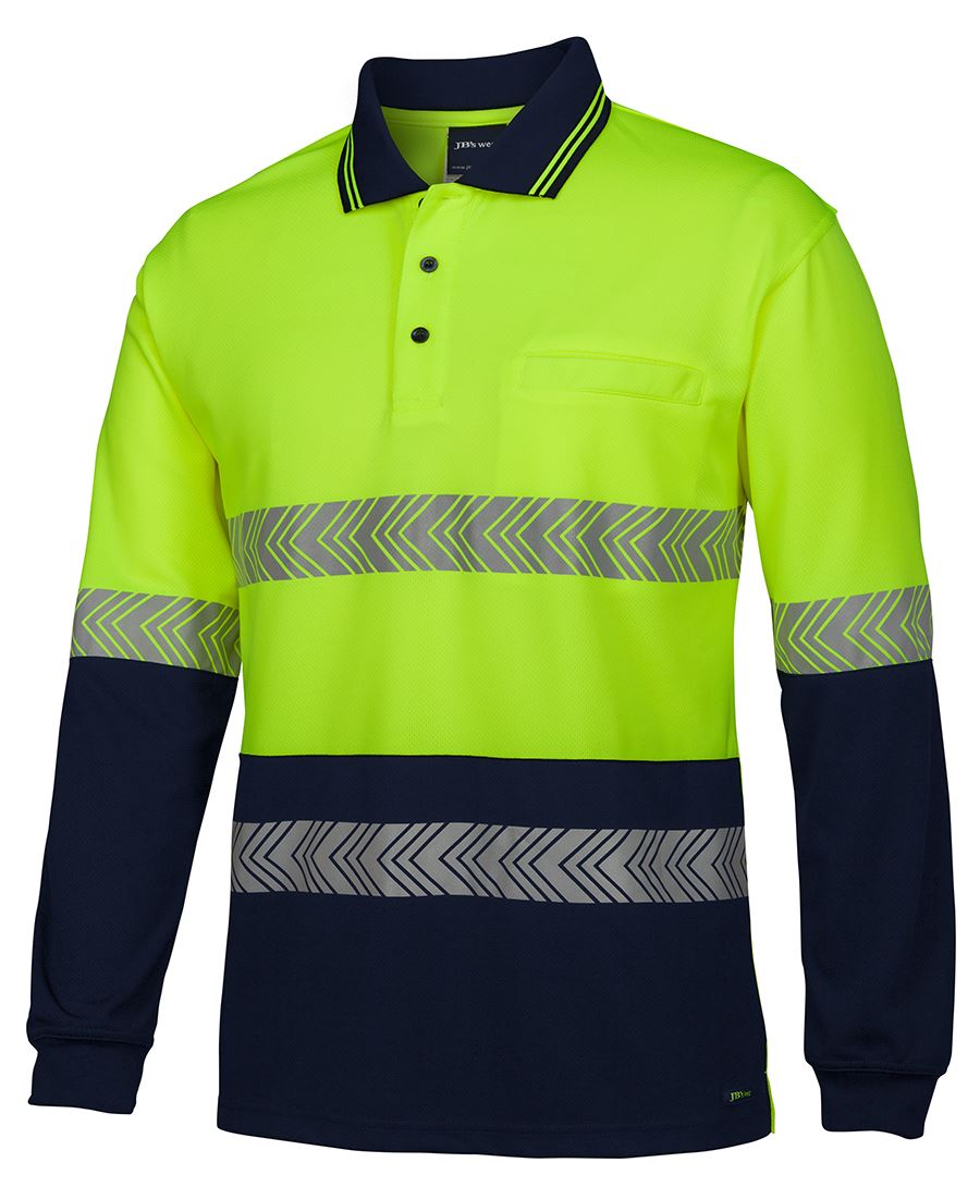 JB&#39;s Wear Hi Vis L/S Segmented Tape Polo (6HLST)