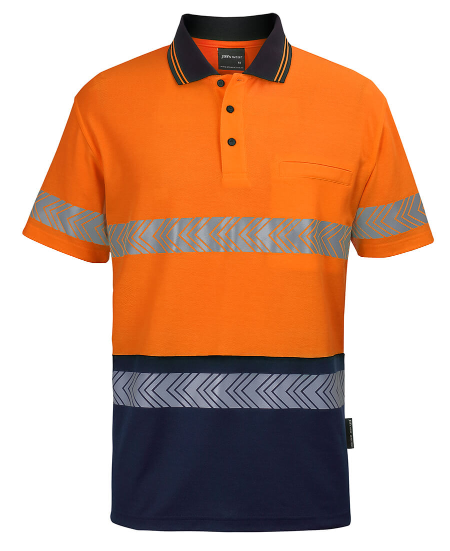 JB&#39;s Wear Hi Vis (D+N) Cotton Back S/S Segmented Tape Polo (6HMSS)