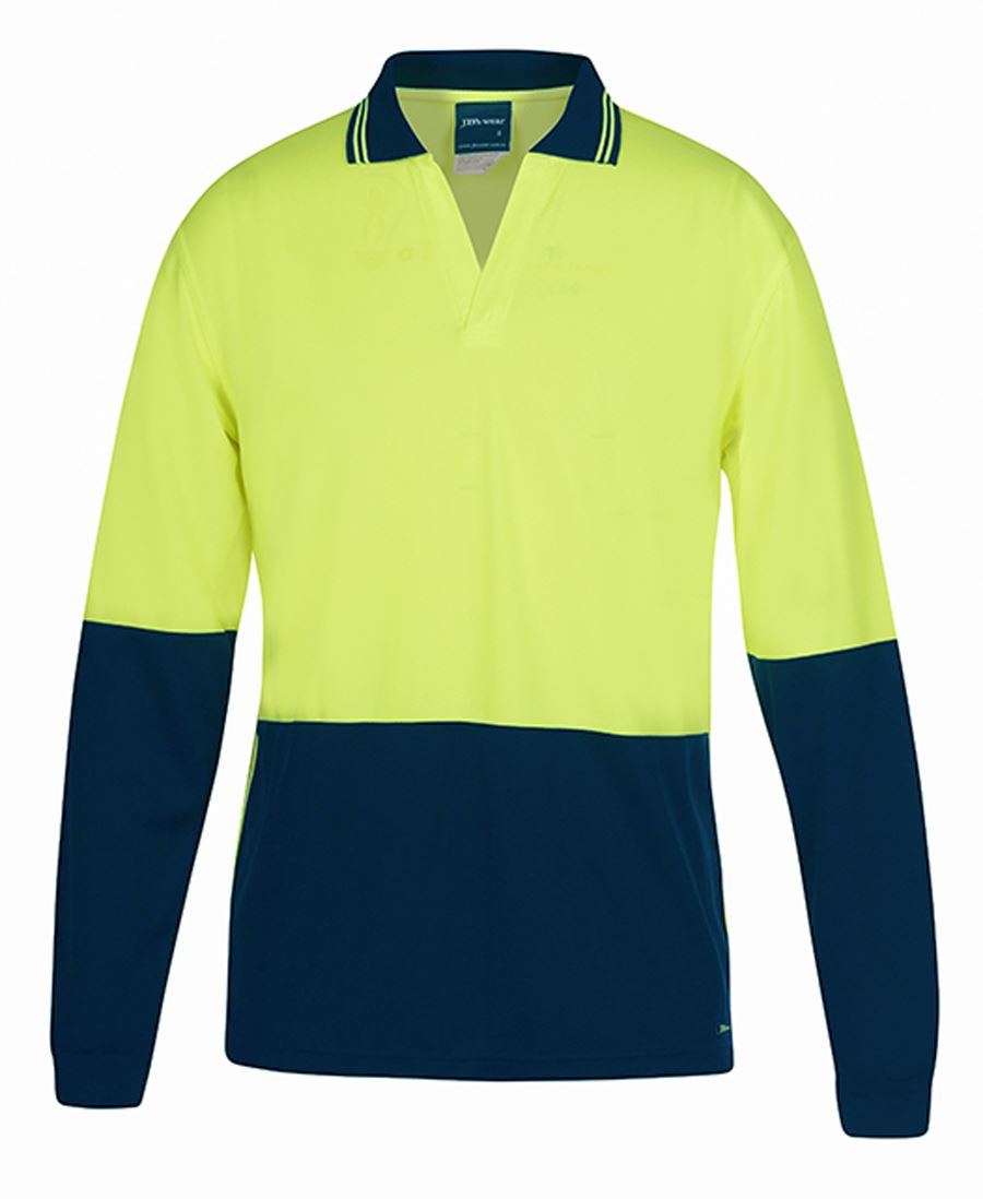 JB's Wear Hi Vis L/S Non Button Polo (6HNBL)