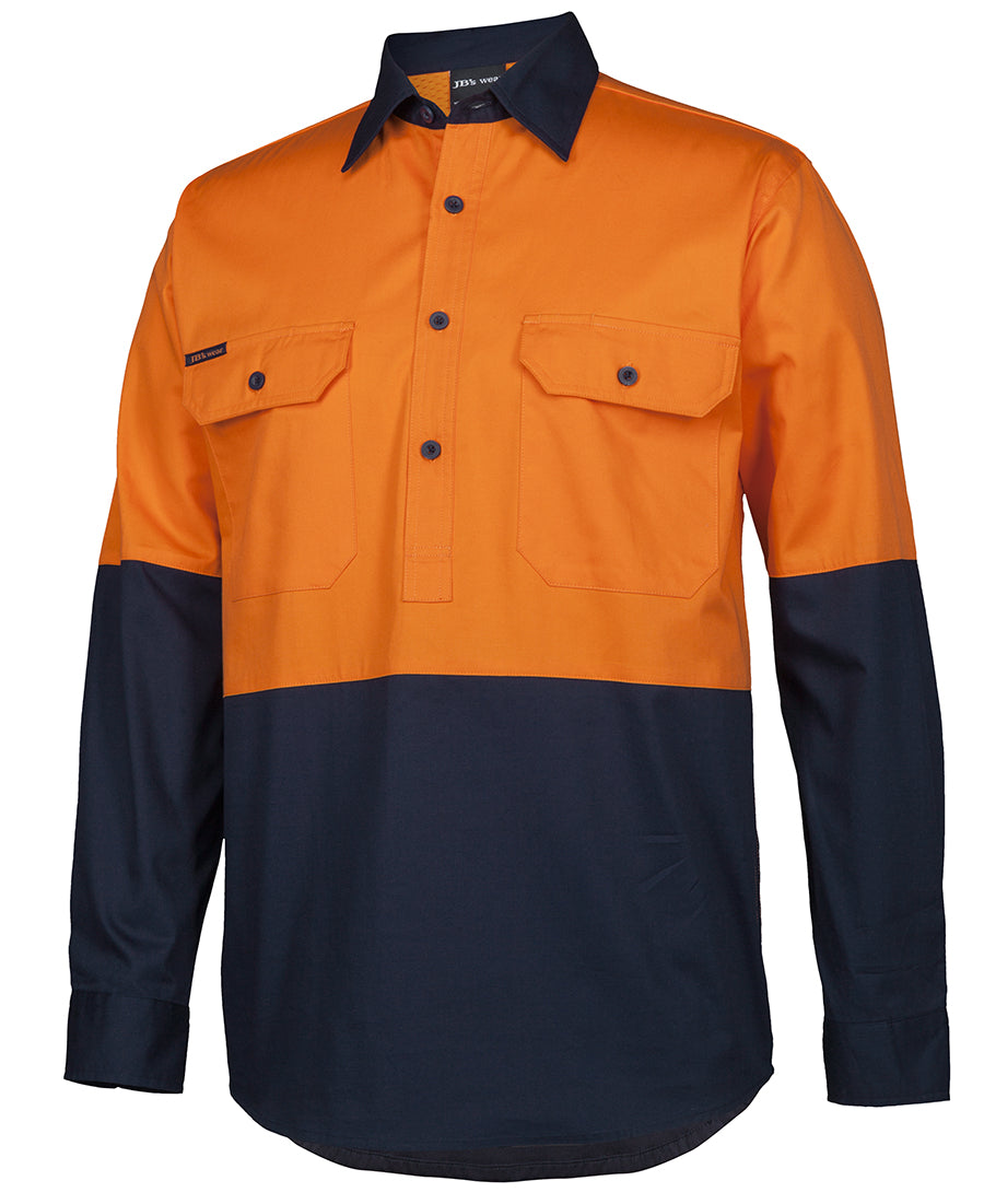 JB's Wear Hi Vis Close Front L/S 150G Work Shirt (6HVCS)