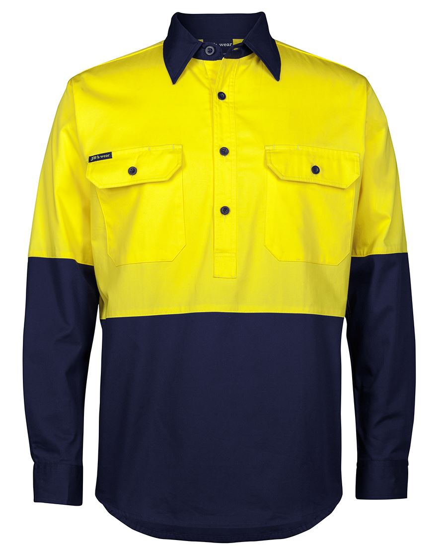 JB's Wear Hi Vis Close Front L/S 150G Work Shirt (6HVCS)