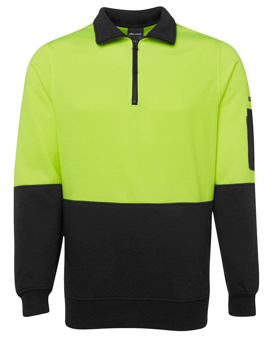 JB's Wear Hi Vis 1/2 Zip Fleecy Sweat - Adults (6HVFH)