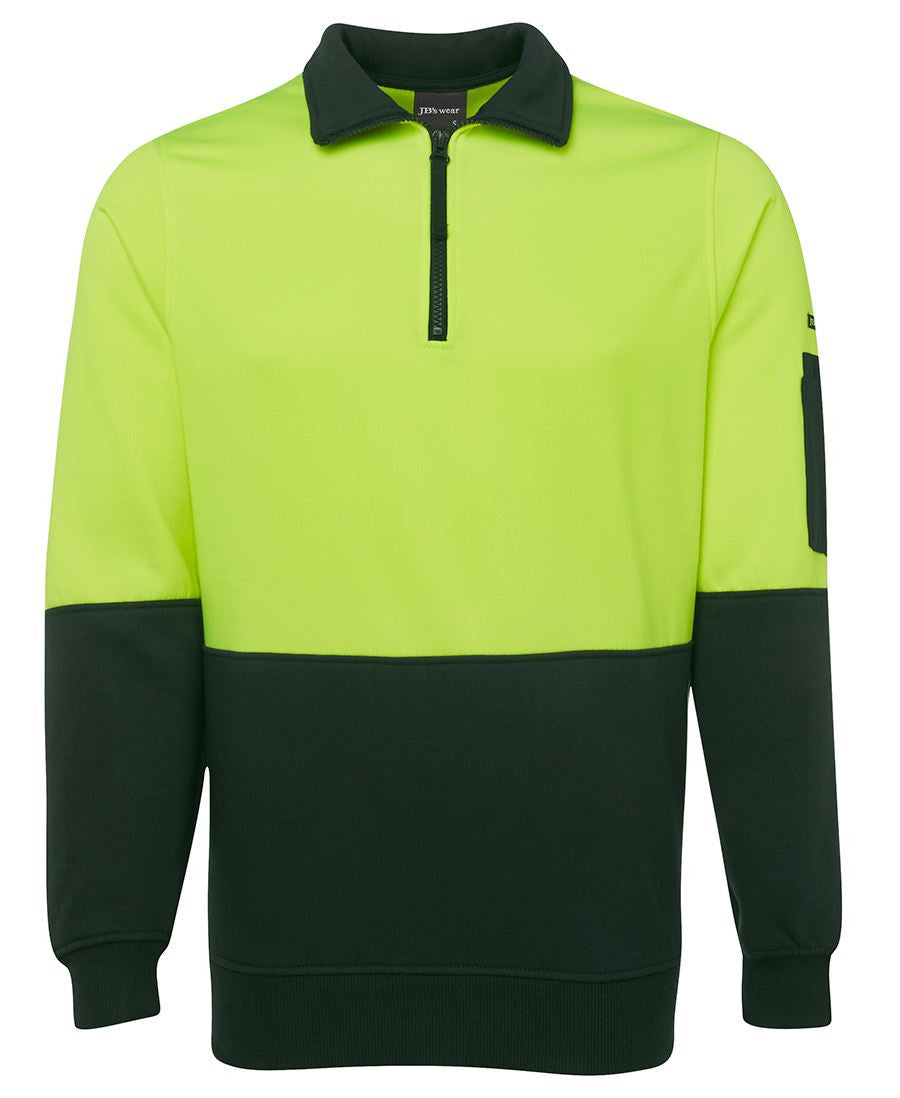 JB's Wear Hi Vis 1/2 Zip Fleecy Sweat - Adults (6HVFH)