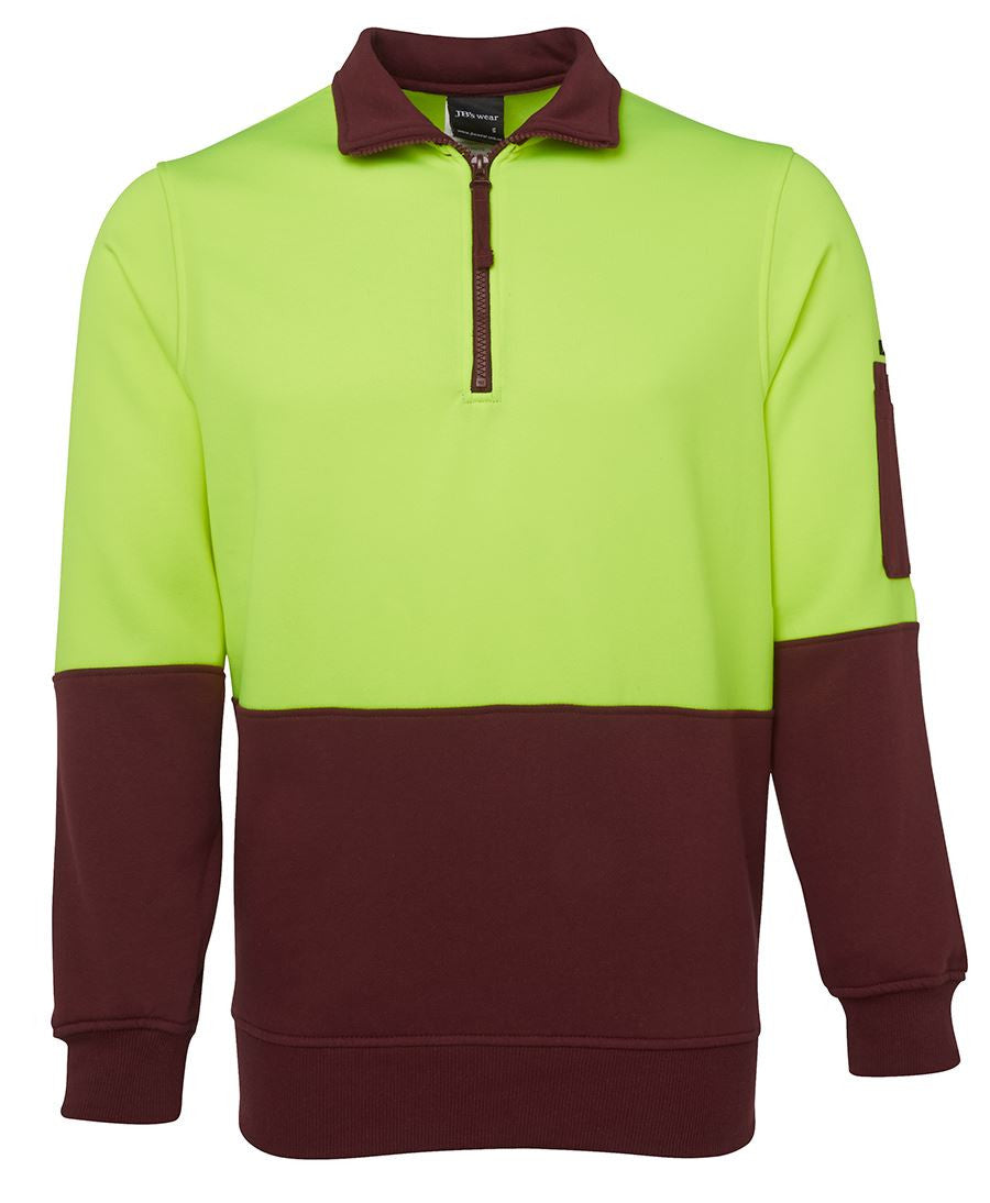 JB's Wear Hi Vis 1/2 Zip Fleecy Sweat - Adults (6HVFH)