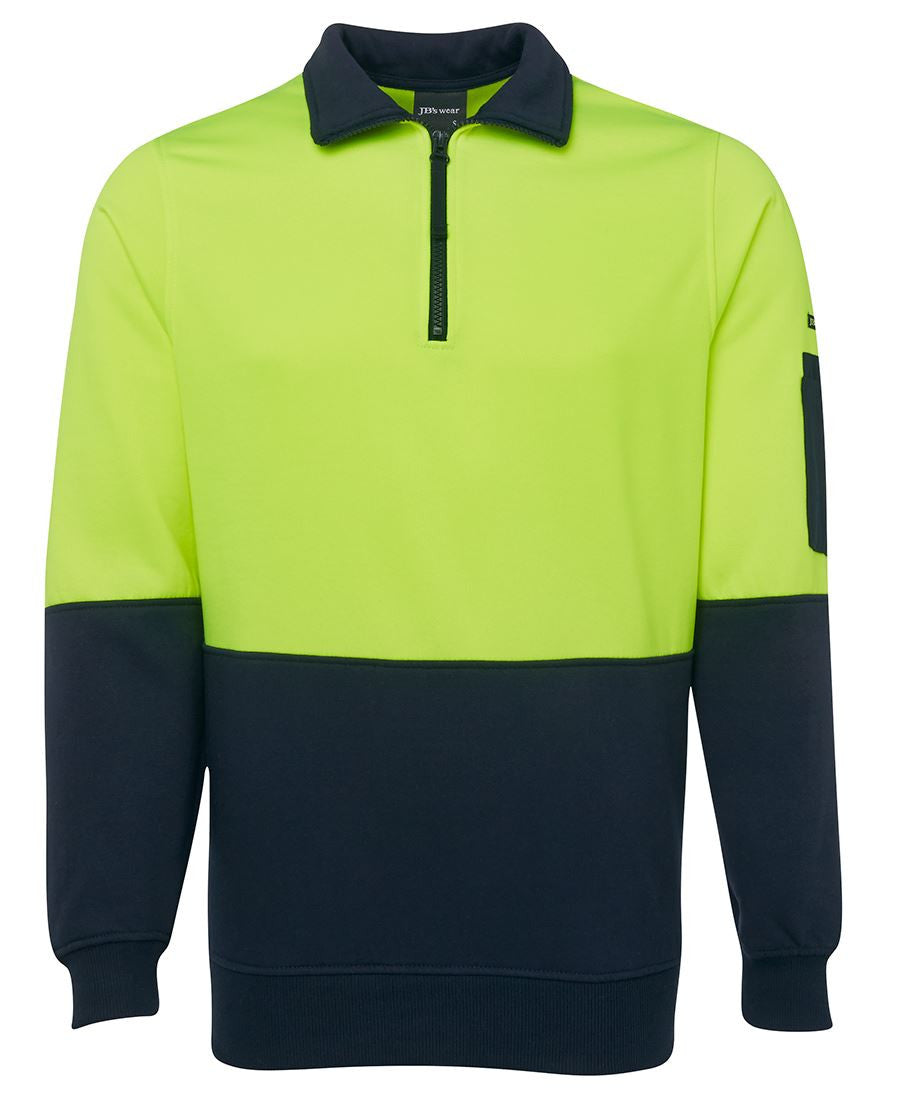 JB&#39;s Wear Hi Vis 1/2 Zip Fleecy Sweat - Adults (6HVFH)