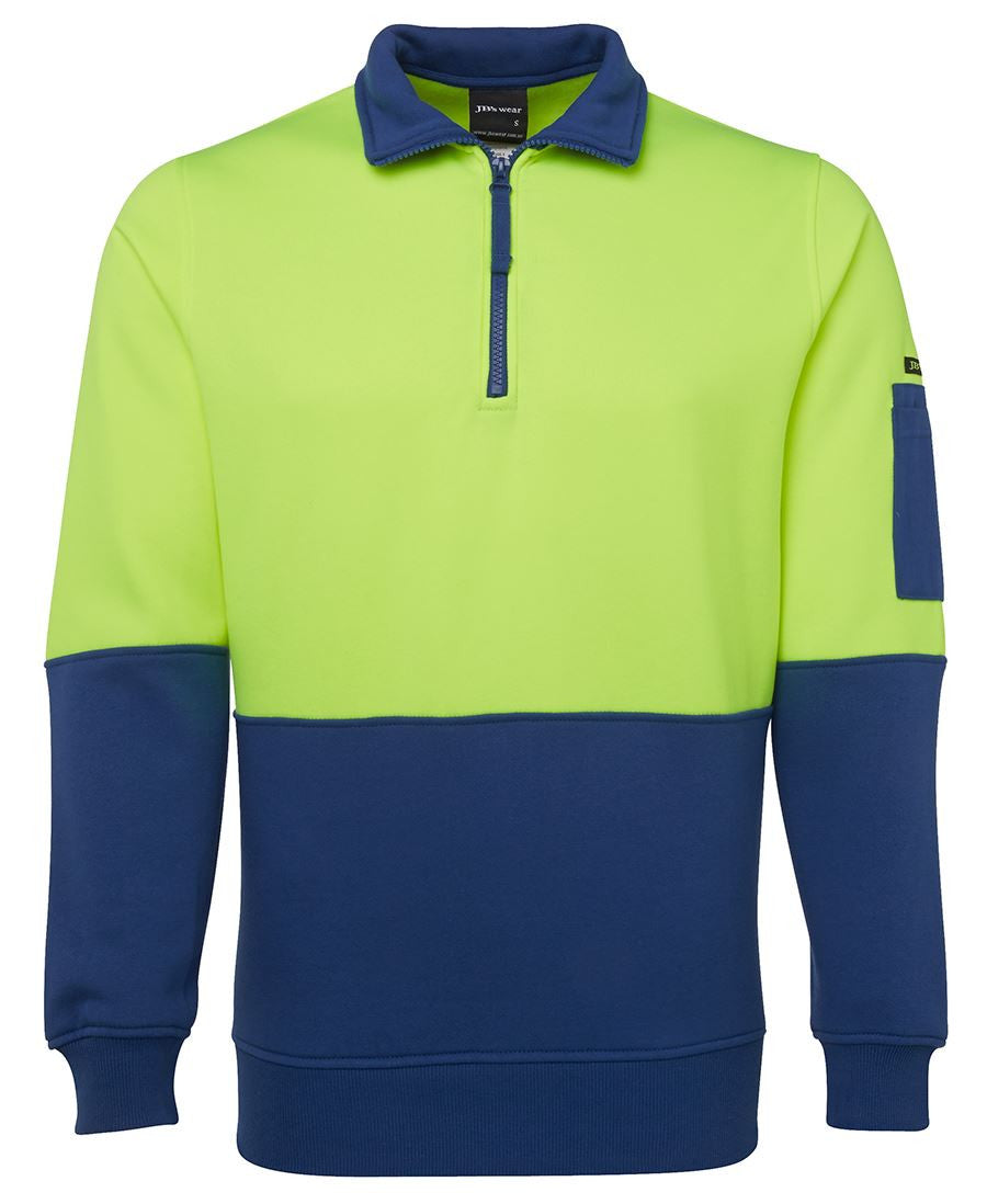 JB&#39;s Wear Hi Vis 1/2 Zip Fleecy Sweat - Adults (6HVFH)