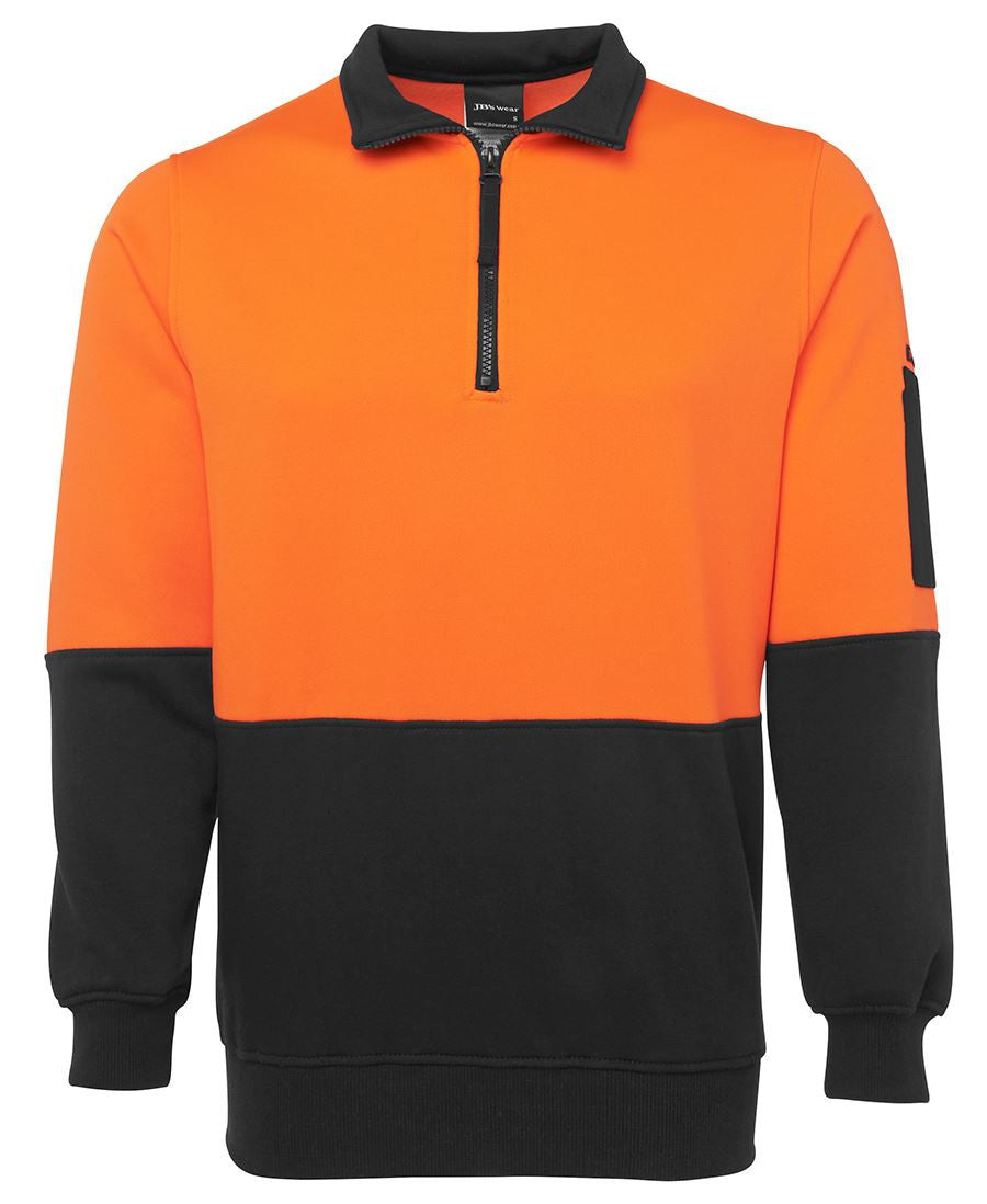 JB&#39;s Wear Hi Vis 1/2 Zip Fleecy Sweat - Adults (6HVFH)