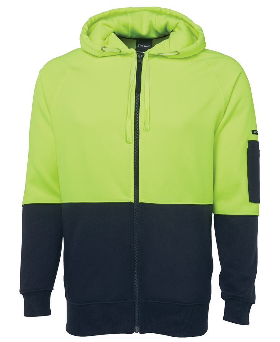 JB&#39;s Wear Hi Vis Hi Vis Full Zip Fleecy Hoodie - Adults (6HVH)