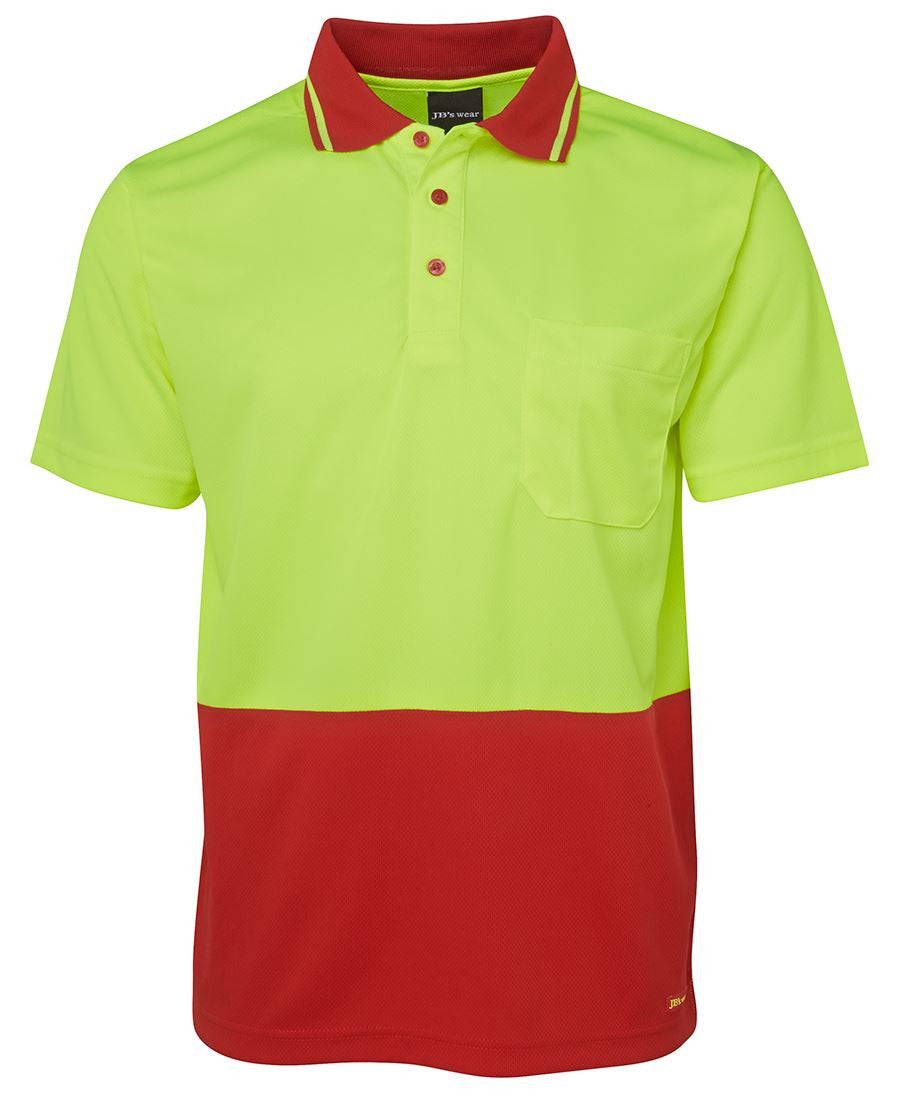 JB's Wear Adults Hi Vis Non Cuff Traditional Polo 1st (6HVNC)