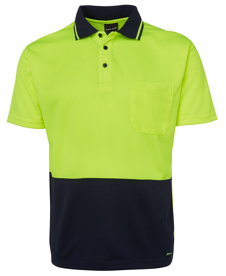 JB&#39;s Wear Adults Hi Vis Non Cuff Traditional Polo 1st (6HVNC)