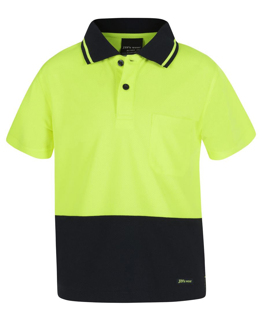 JB's Wear Kids Hi Vis Non Cuff Traditional Polo (6HVNC)