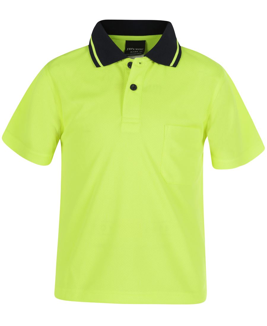 JB's Wear Kids Hi Vis Non Cuff Traditional Polo (6HVNC)