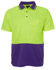 JB's Wear Adults Hi Vis Non Cuff Traditional Polo 1st (6HVNC)